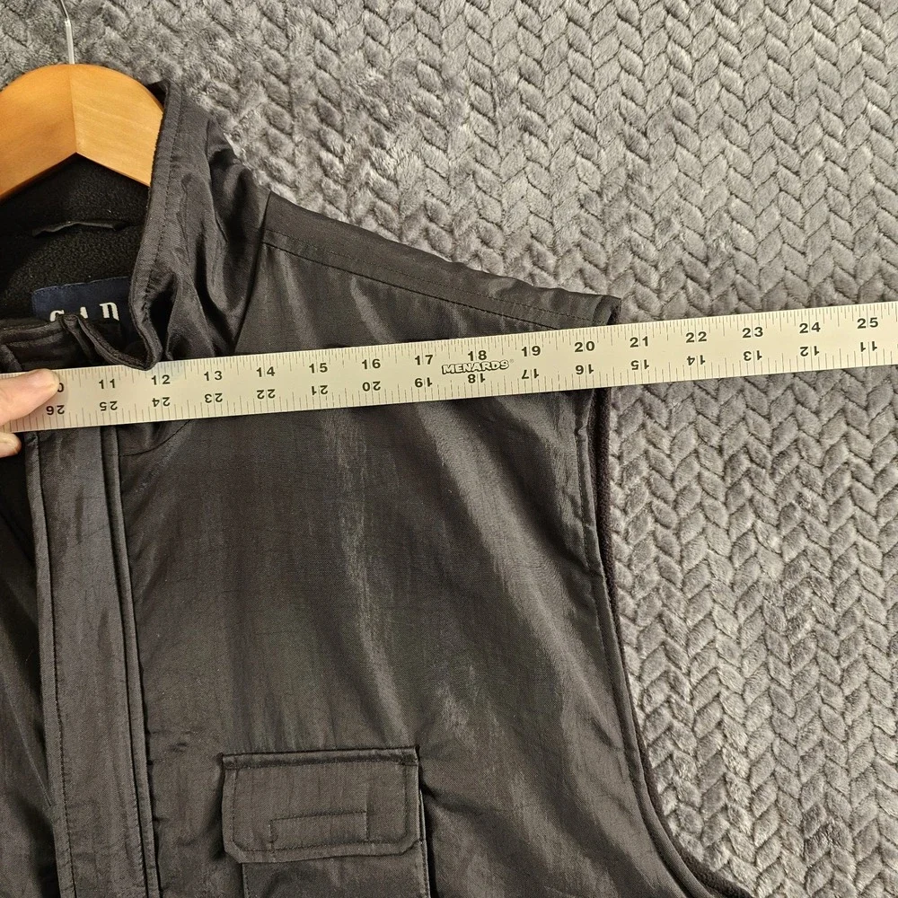 Vintage GAP Vest Mens XXL Black Fleece Lined‎ Utility Multi Pocket Full Zip